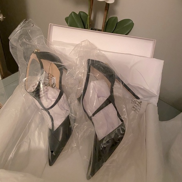 🌻HP🌻 Jimmy Choo 100mm Saoni T-Strap Zip Pump Black 9.5 - Picture 9 of 16